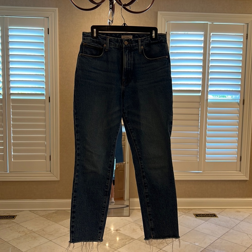 Good American Straight Leg Raw hem jeans size 4